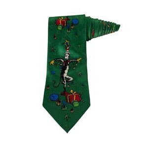 Dr Seuss The Cat In The Hat Christmas Holiday Novelty Necktie 100% Silk